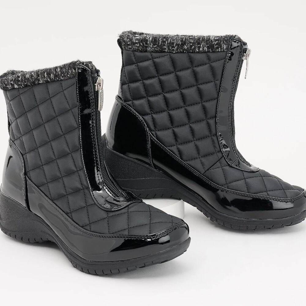 Khombu Megan Wide Width Waterproof‎ Front Zip Winter Boots Size 8.5W